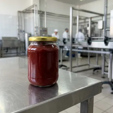 500ml glass jar filled with dark red tomato paste and sealed with a gold twist-off cap.