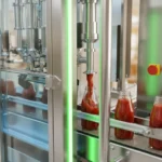 Начинается поршневой розлив; кетчуп впрыскивается динамически.