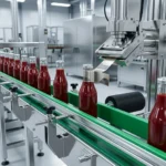 Кольцевые этикетки отделяются и набрасываются на горлышки бутылок.