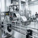 Рукавная этикетка отрезается и насаживается на корпус бутылки.